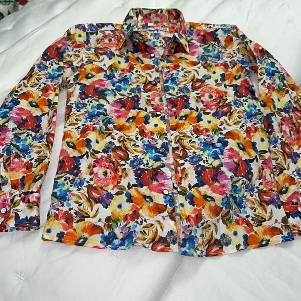 Neill katter floral designer button down shirt boys sz 11